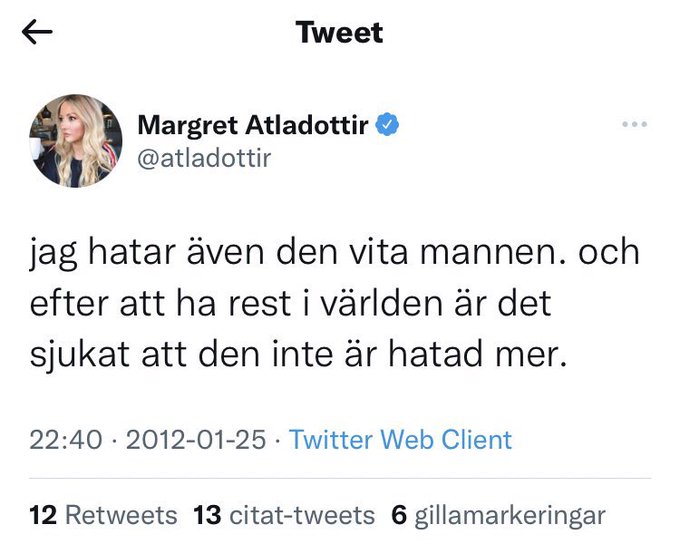 Sexisten och rasisten Margret Attladottir är producent på SR och tydligen hatar hon flera av sina manliga arbetskollegor.